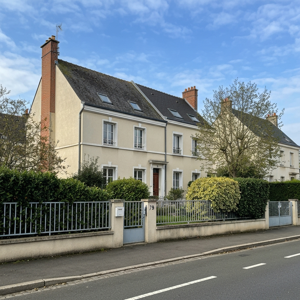 Vue aérienne de Vaux-le-Pénil avec mise en avant des services d'estimation rapide