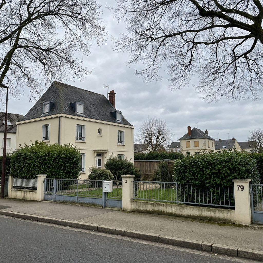 Vue aérienne de maisons à La Rochette avec indication des prix au mètre carré