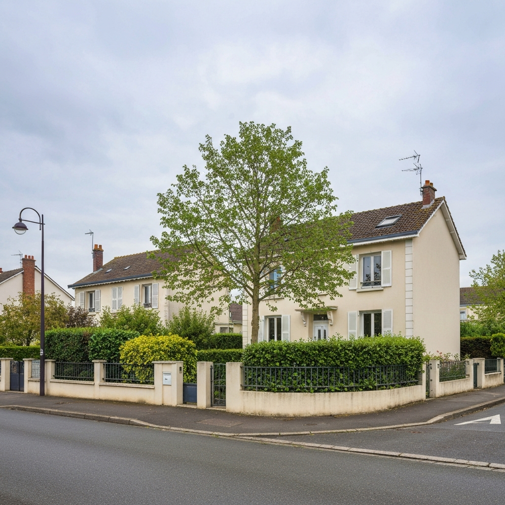 Vue aérienne de Vaux-le-Pénil avec des maisons résidentielles